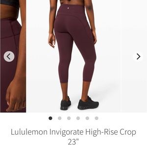 Lululemon Invigorate HR Crop 23” Cassis Size 4